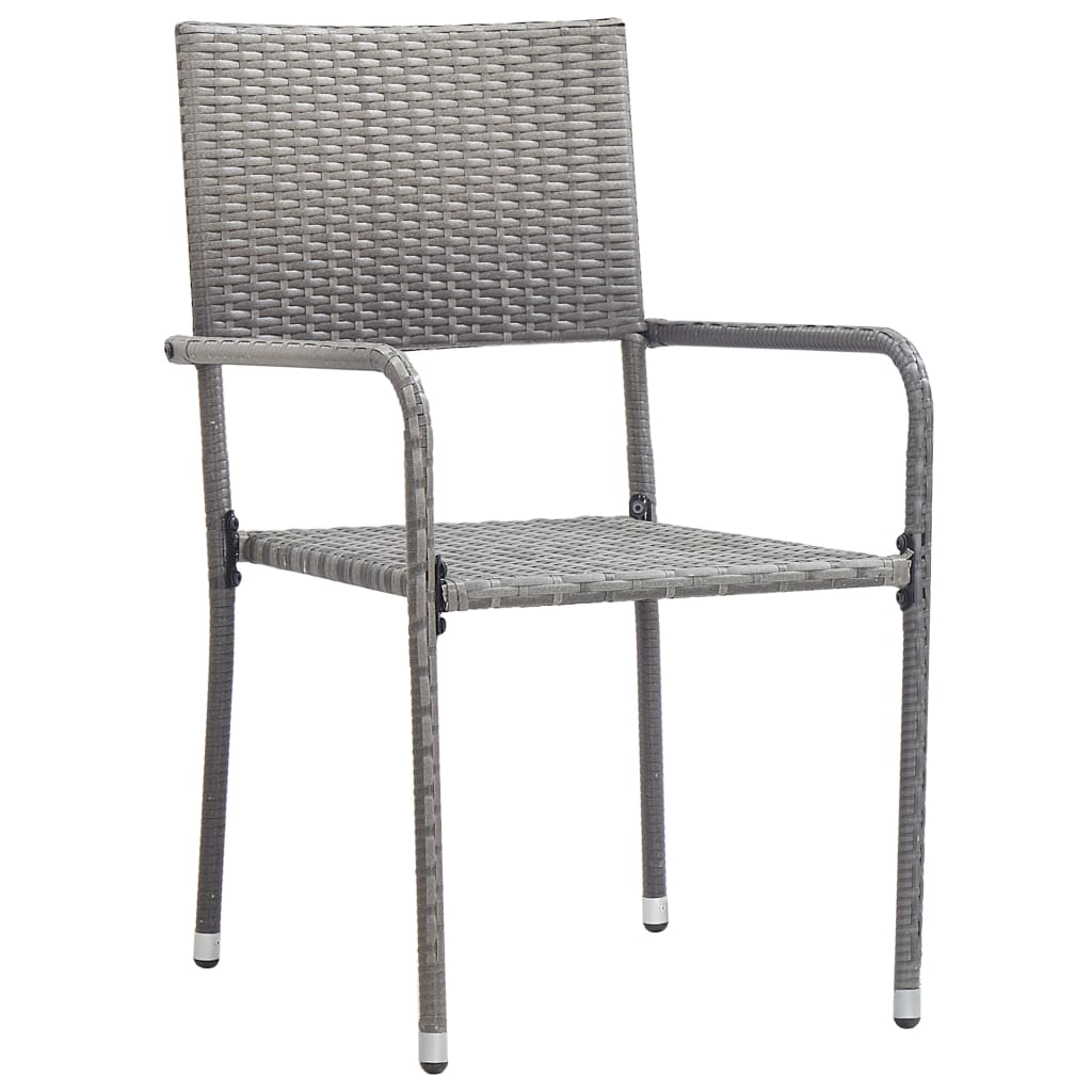 Dining Set | Grey | Solid acacia wood, steel, PE rattan | Small
