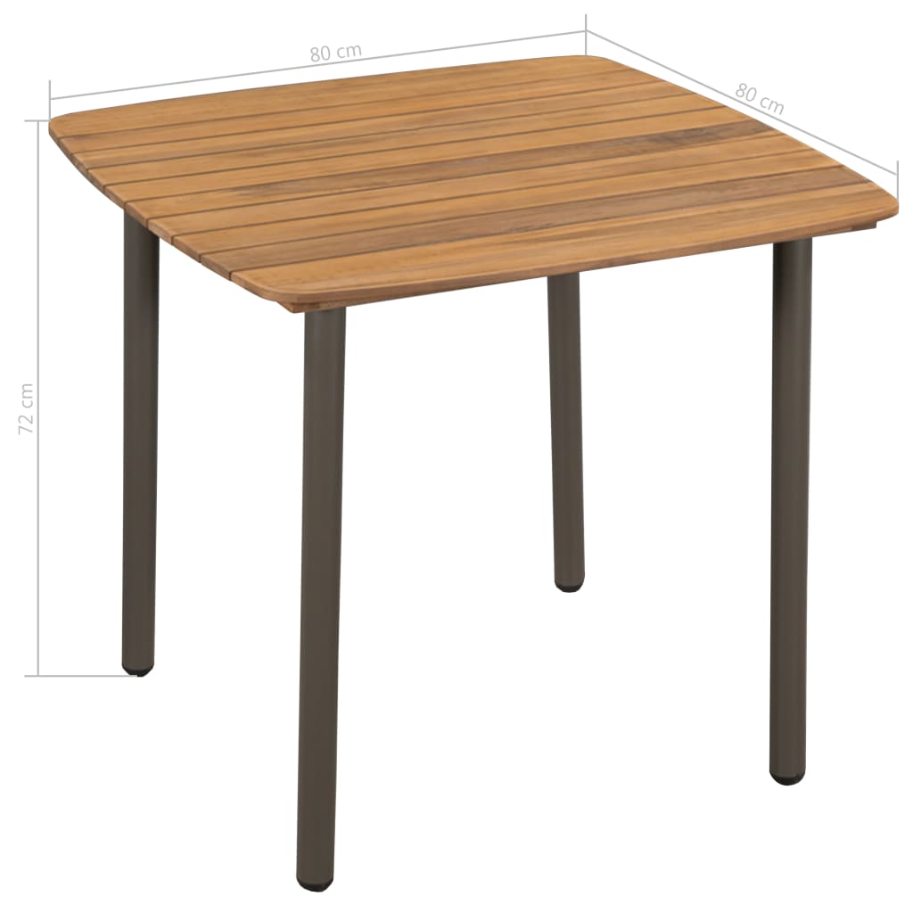 Dining Set | Grey | Solid acacia wood, steel, PE rattan | Small