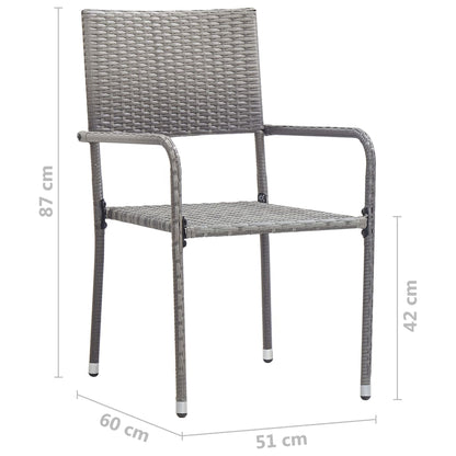 Dining Set | Grey | Solid acacia wood, steel, PE rattan | Small