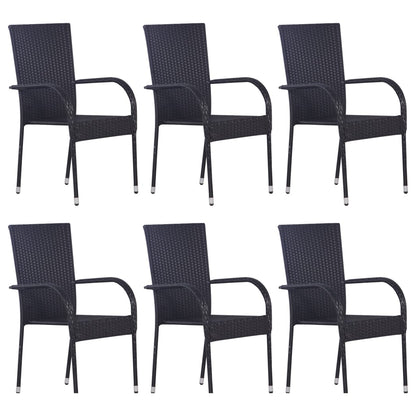 Dining Set | Black | Solid Acacia Wood | Stackable | Dining Set
