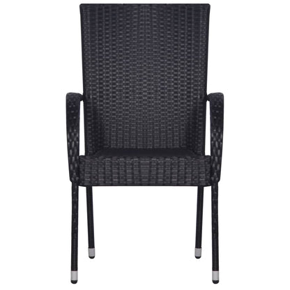 Dining Set | Black | Solid Acacia Wood | Stackable | Dining Set