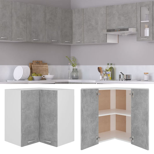 Hanging Corner Cabinet | Concrete Grey | Engineered Wood | Medium