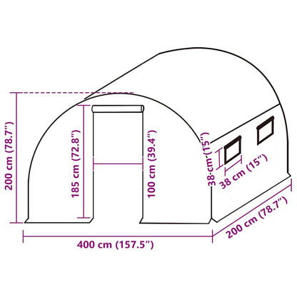 Greenhouse Replacement Cover (8 m²) 400x200x200 cm Green