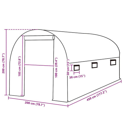 Greenhouse Replacement Cover (9 m²) 200x450x200 cm Green
