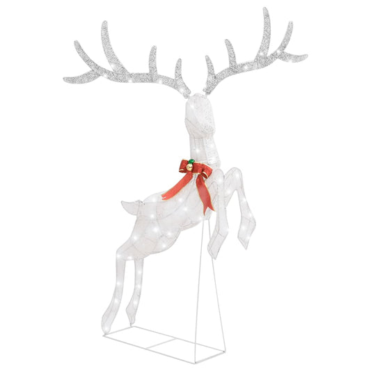 Christmas Flying Reindeer White and silver Fabric Large