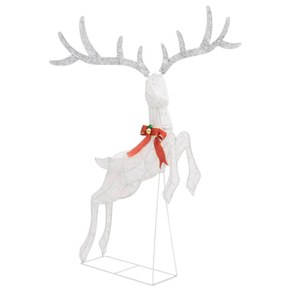 Christmas Flying Reindeer White and silver Fabric Large
