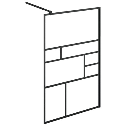 Walk-in Shower Wall with Clear ESG Glass 39.4"x76.8" Black