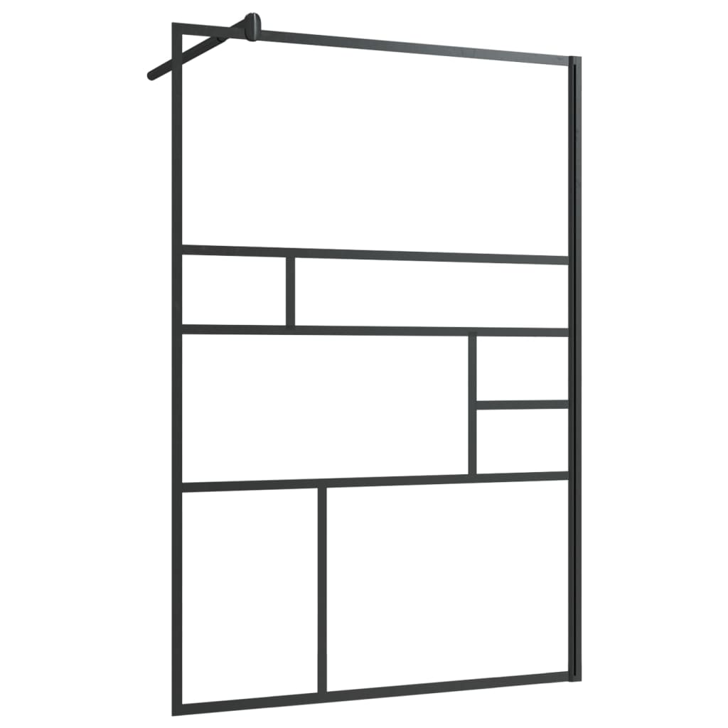 Walk-in Shower Wall with Clear ESG Glass 45.3"x76.8" Black