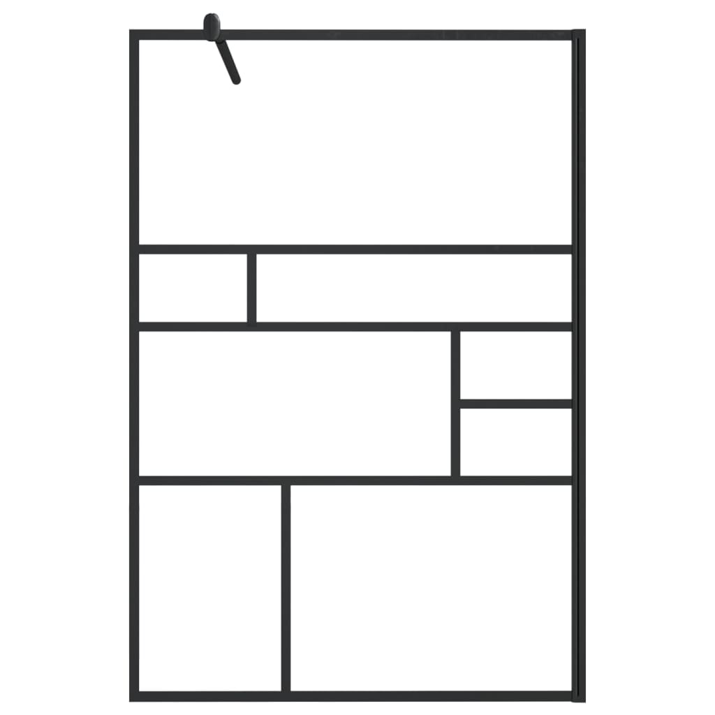 Walk-in Shower Wall with Clear ESG Glass 45.3"x76.8" Black