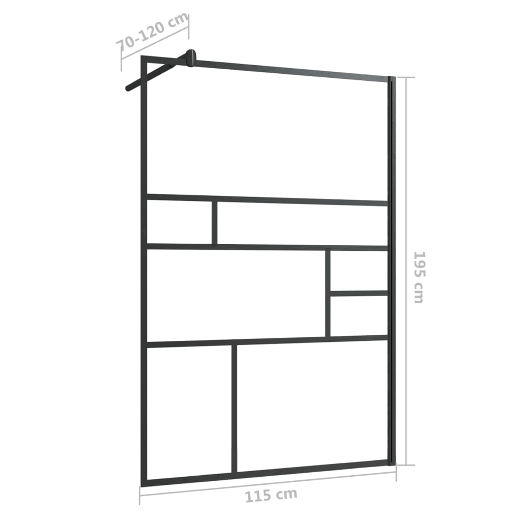 Walk-in Shower Wall with Clear ESG Glass 45.3"x76.8" Black