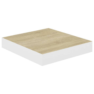 Floating Wall Shelf Oak and White 23x23.5x3.8 cm MDF