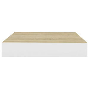 Floating Wall Shelf Oak and White 23x23.5x3.8 cm MDF