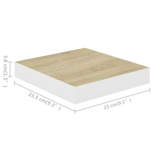 Floating Wall Shelf Oak and White 23x23.5x3.8 cm MDF