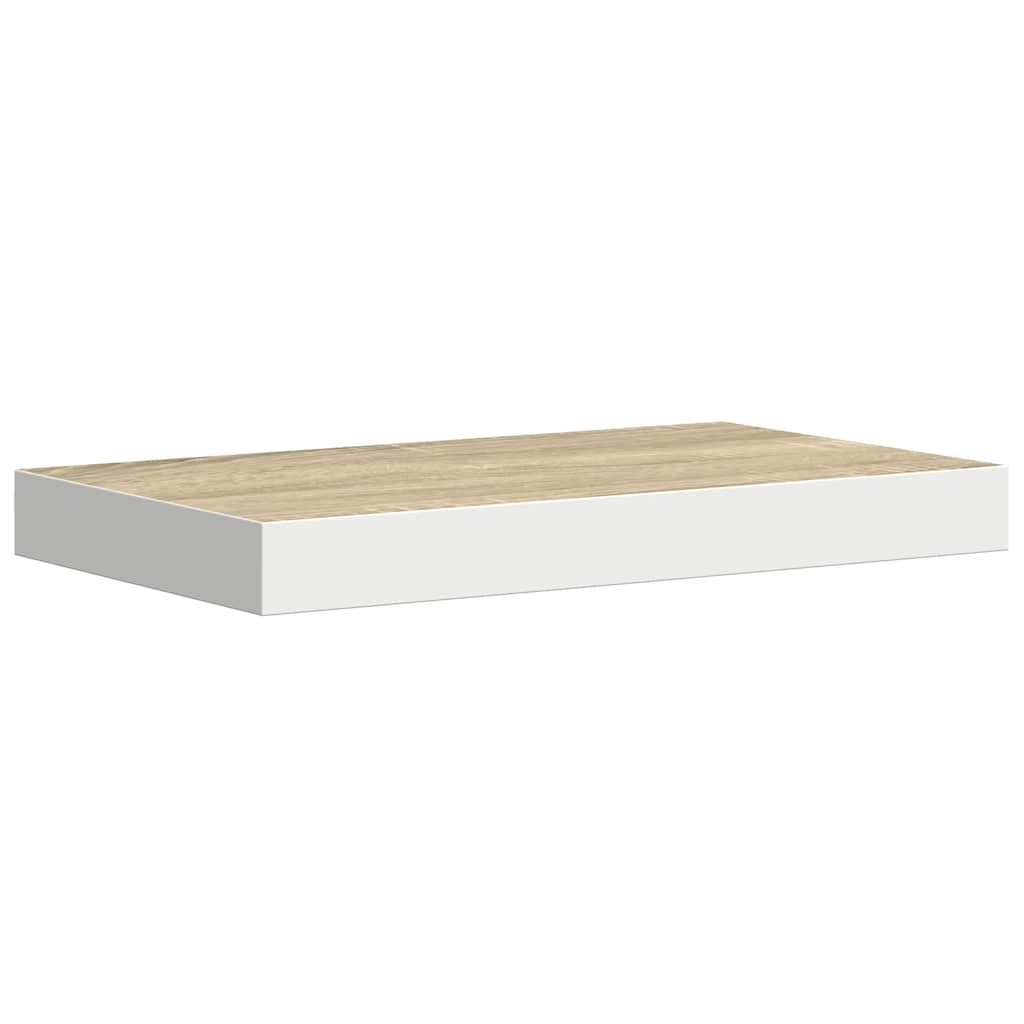 Floating Wall Shelf Oak and White 40x23.5x3.8 cm MDF