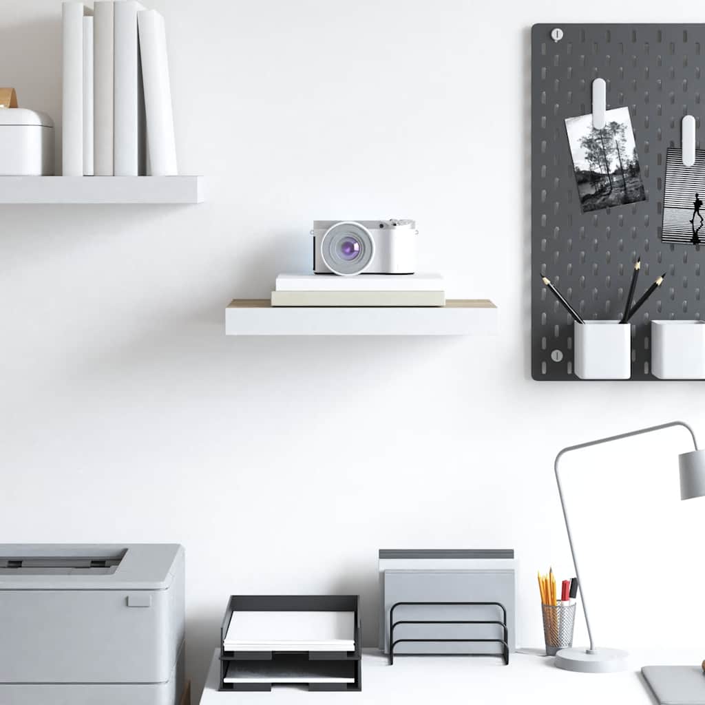 Floating Wall Shelf Oak and White 40x23.5x3.8 cm MDF