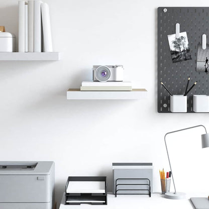 Floating Wall Shelf Oak and White 40x23.5x3.8 cm MDF