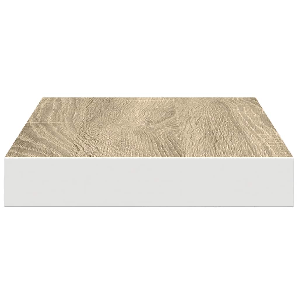 Floating Wall Shelf Oak and White 40x23.5x3.8 cm MDF