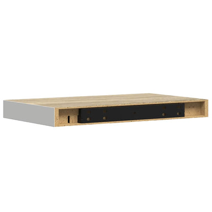 Floating Wall Shelf Oak and White 40x23.5x3.8 cm MDF