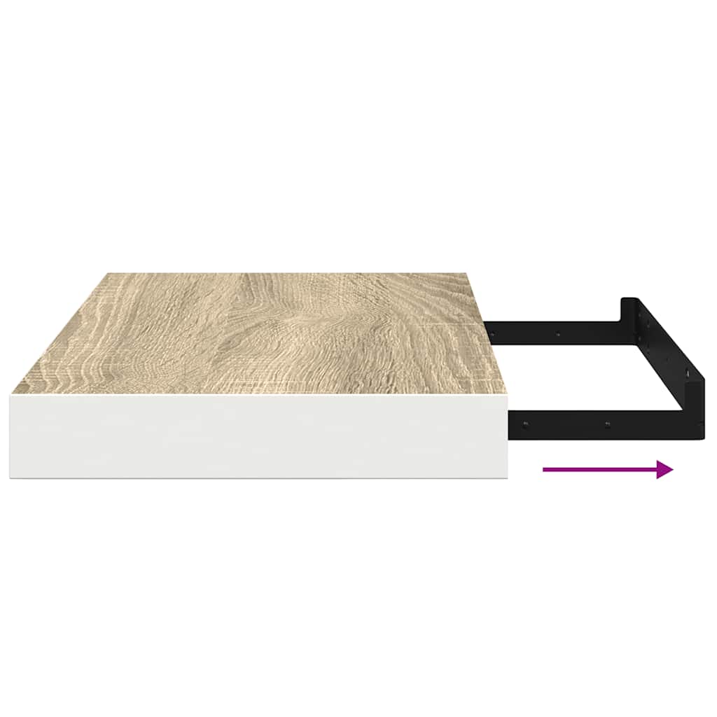 Floating Wall Shelf Oak and White 40x23.5x3.8 cm MDF
