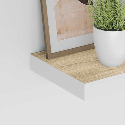 Floating Wall Shelves 2 pcs Oak and White 40x23.5x3.8 cm MDF