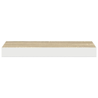 Floating Wall Shelves 2 pcs Oak and White 40x23.5x3.8 cm MDF