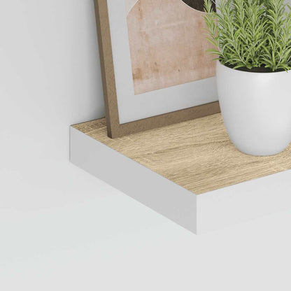 Wall Shelf Set of 4 Oak and White Honeycomb MDF, Metal