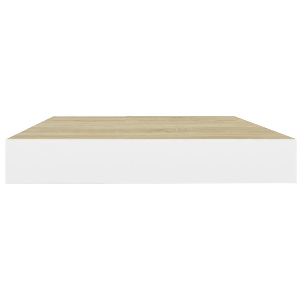 Wall Shelf Set of 4 Oak and White Honeycomb MDF, Metal