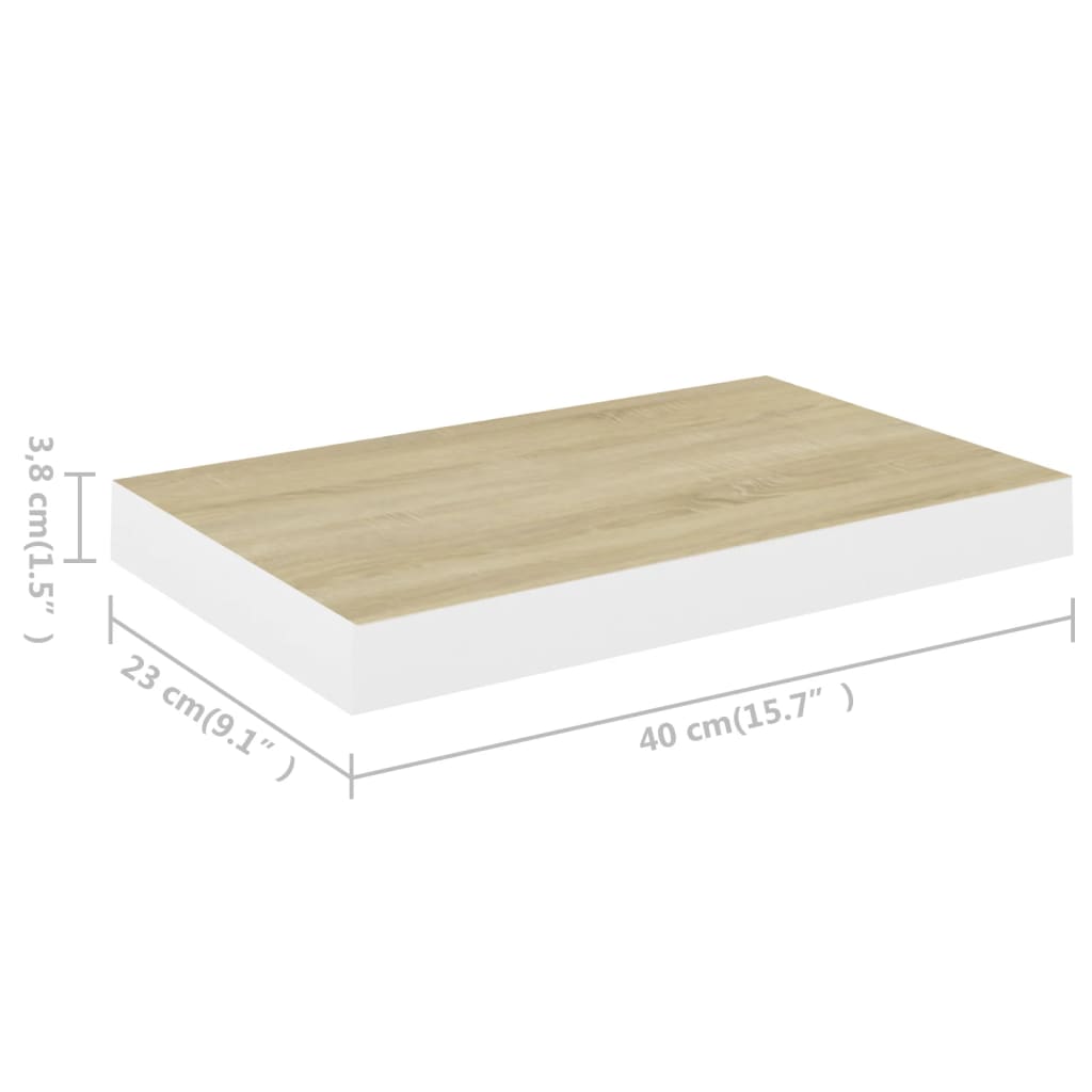 Wall Shelf Set of 4 Oak and White Honeycomb MDF, Metal
