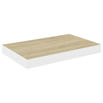 Wall Shelf Oak and White Honeycomb MDF and Metal 19.7x9.1 in