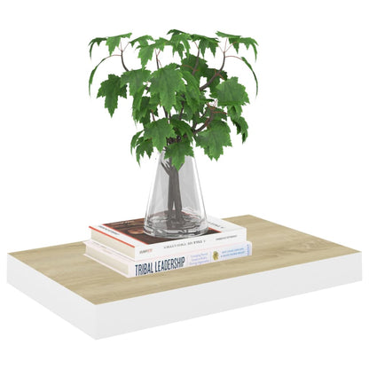 Wall Shelf Oak and White Honeycomb MDF and Metal 19.7x9.1 in