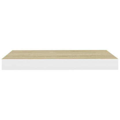 Wall Shelf Oak and White Honeycomb MDF and Metal 19.7x9.1 in
