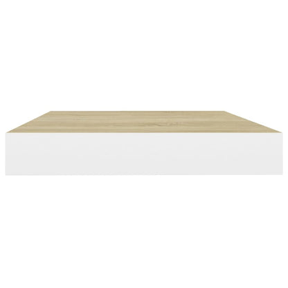 Wall Shelf Oak and White Honeycomb MDF and Metal 19.7x9.1 in