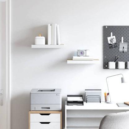 vidaXL Wall Shelf Set of 2 Oak and White Honeycomb MDF and Metal
