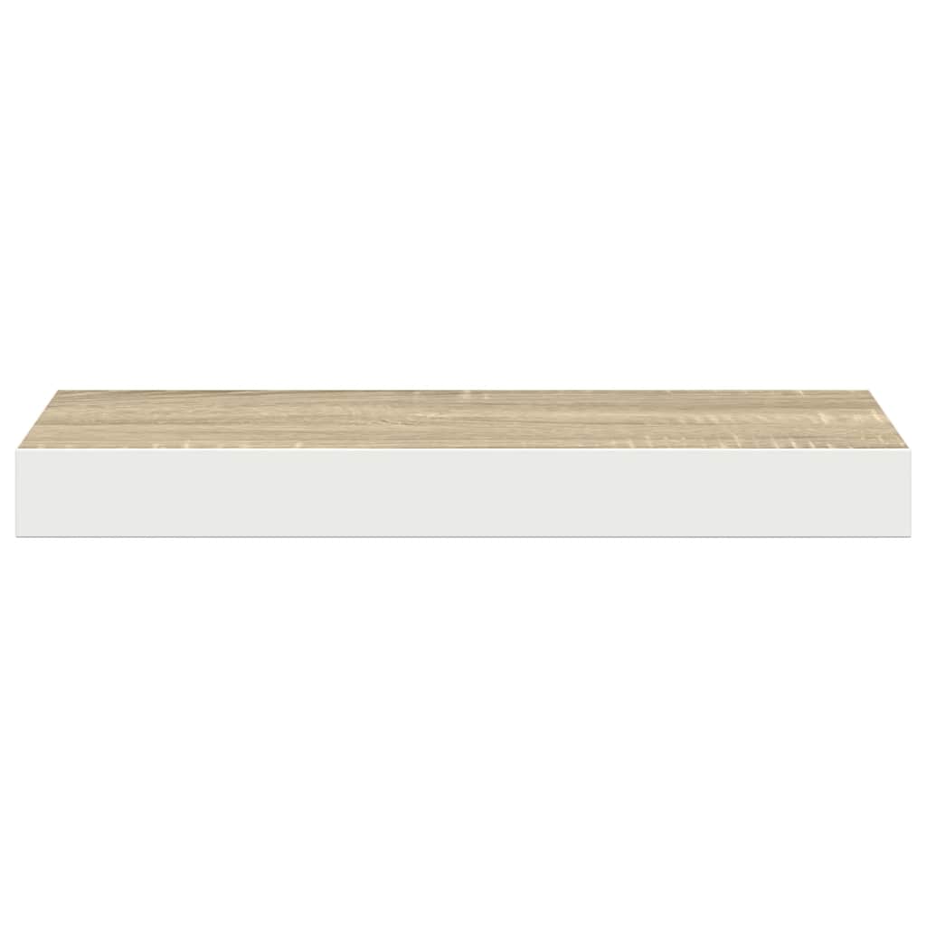 vidaXL Wall Shelf Set of 2 Oak and White Honeycomb MDF and Metal