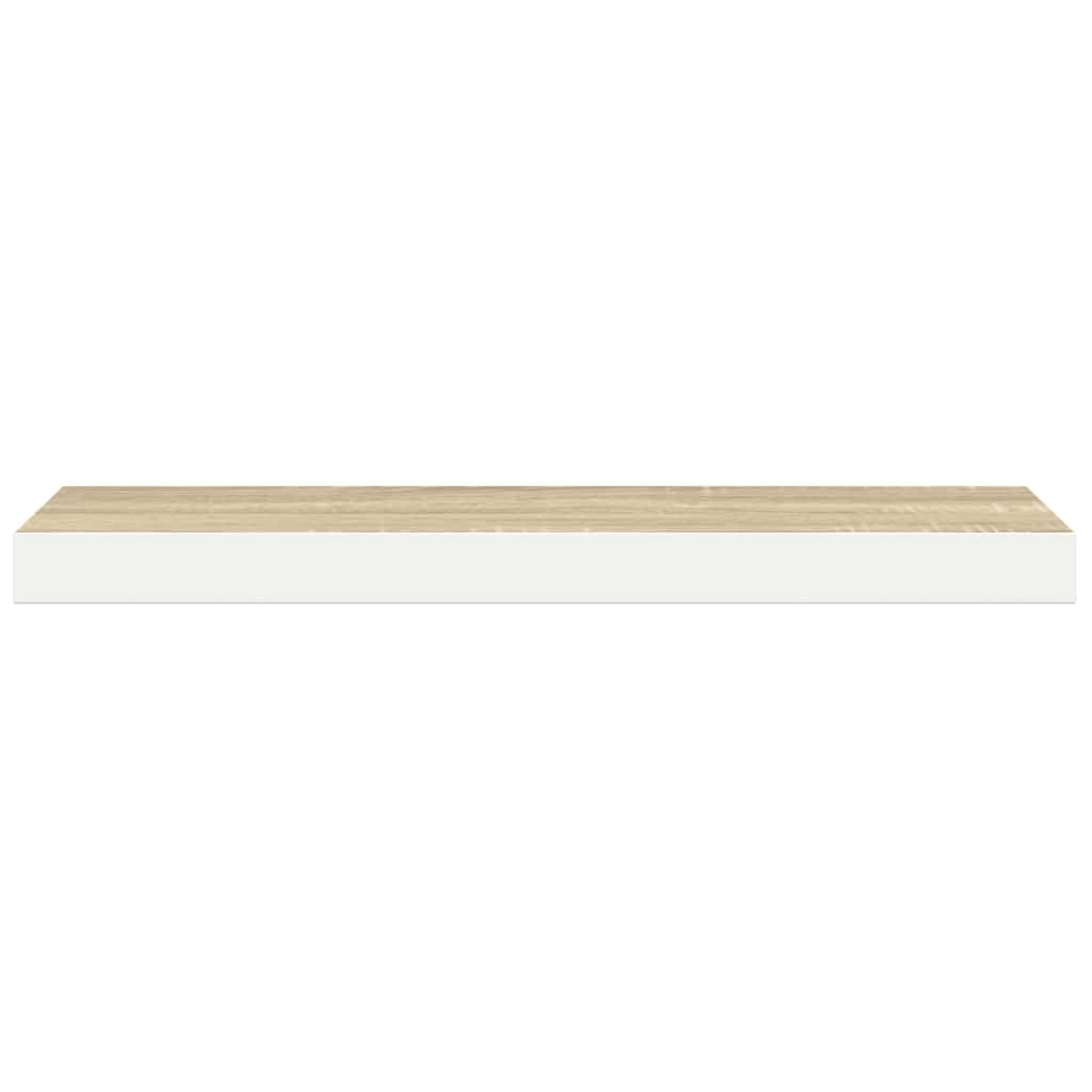 Floating Wall Shelves 2 pcs Oak and White 60x23.5x3.8 cm MDF