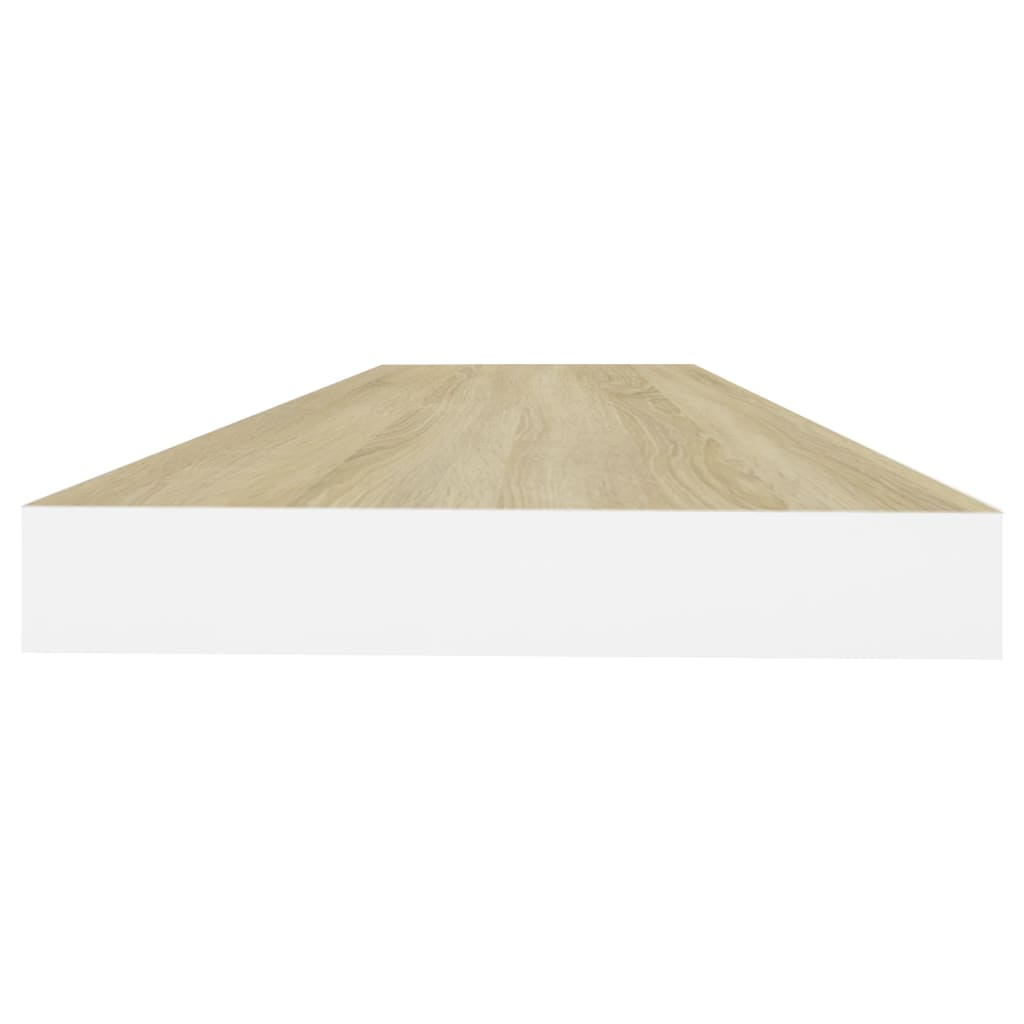 Wall Shelf Set of 2 Oak and White Honeycomb MDF, Metal Medium