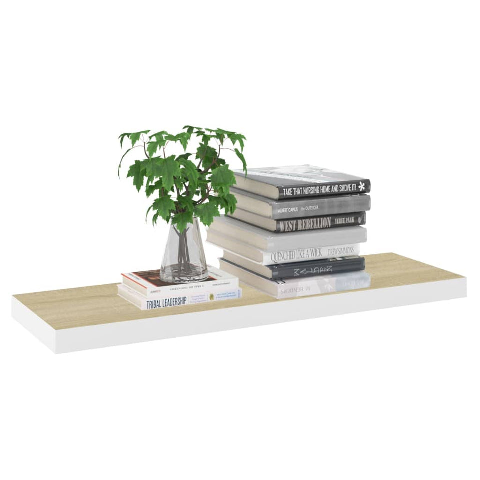 Floating Wall Shelves 4 pcs Oak and White 80x23.5x3.8 cm MDF