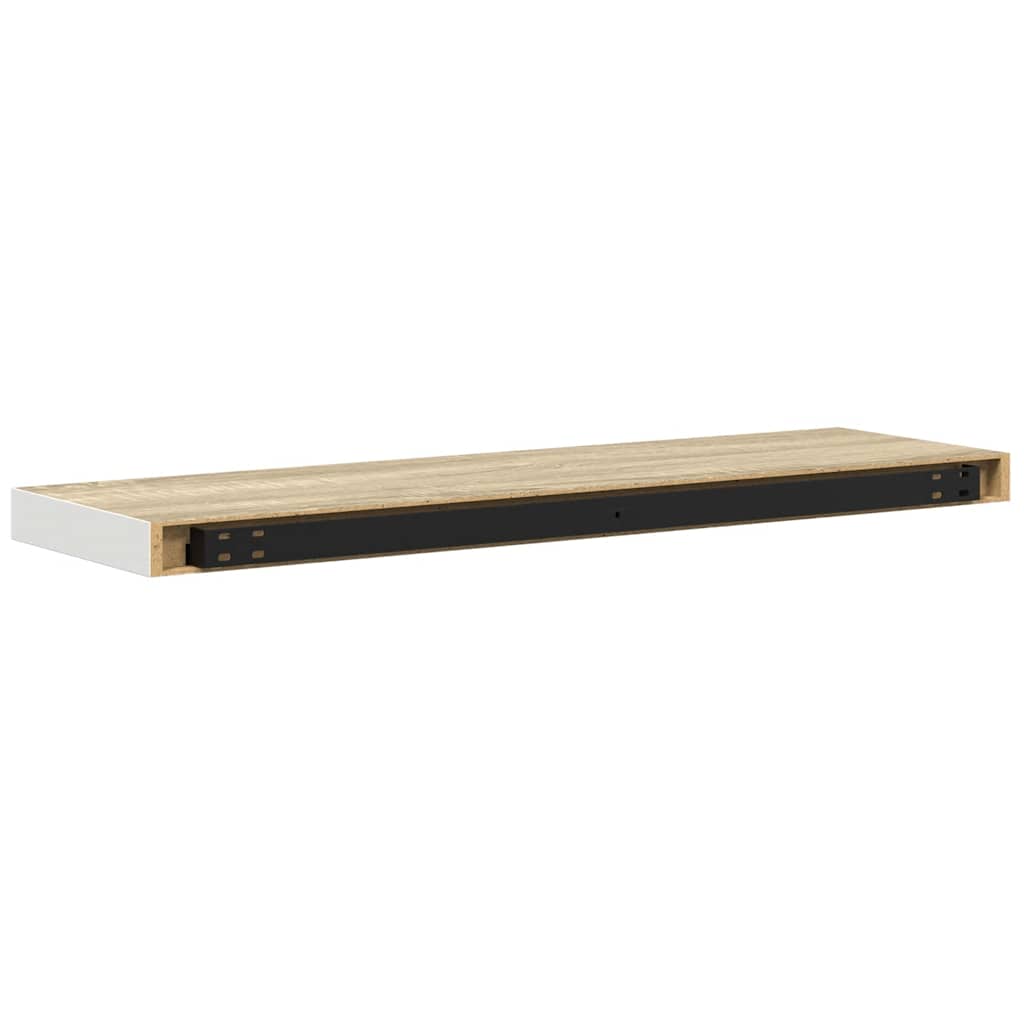 Floating Wall Shelves 4 pcs Oak and White 31.5"x9.3"x1.5" MDF