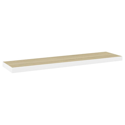 Floating Wall Shelf Oak and White 90x23.5x3.8 cm MDF