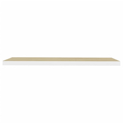 Floating Wall Shelf Oak and White 90x23.5x3.8 cm MDF