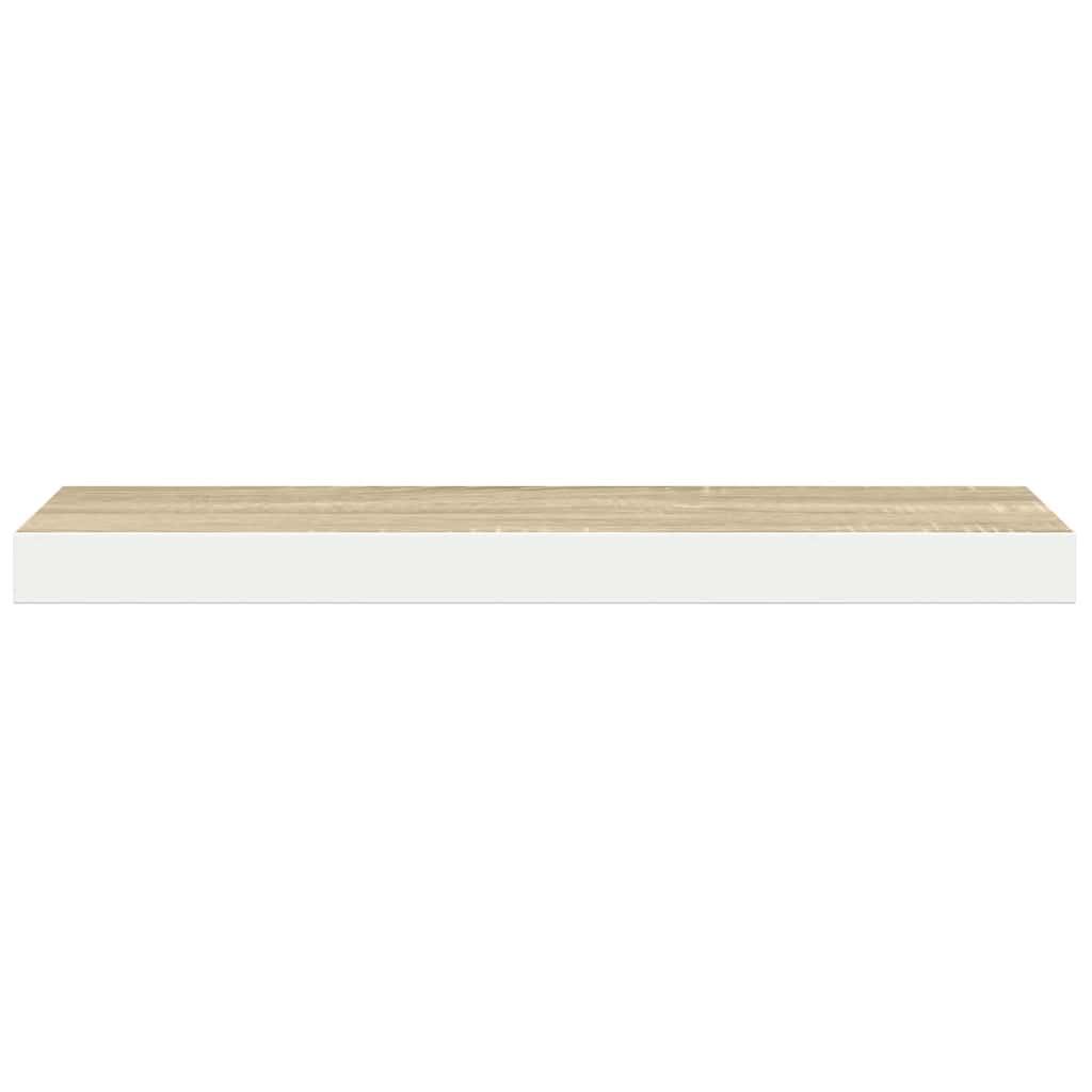 Floating Wall Shelf Oak and White 90x23.5x3.8 cm MDF
