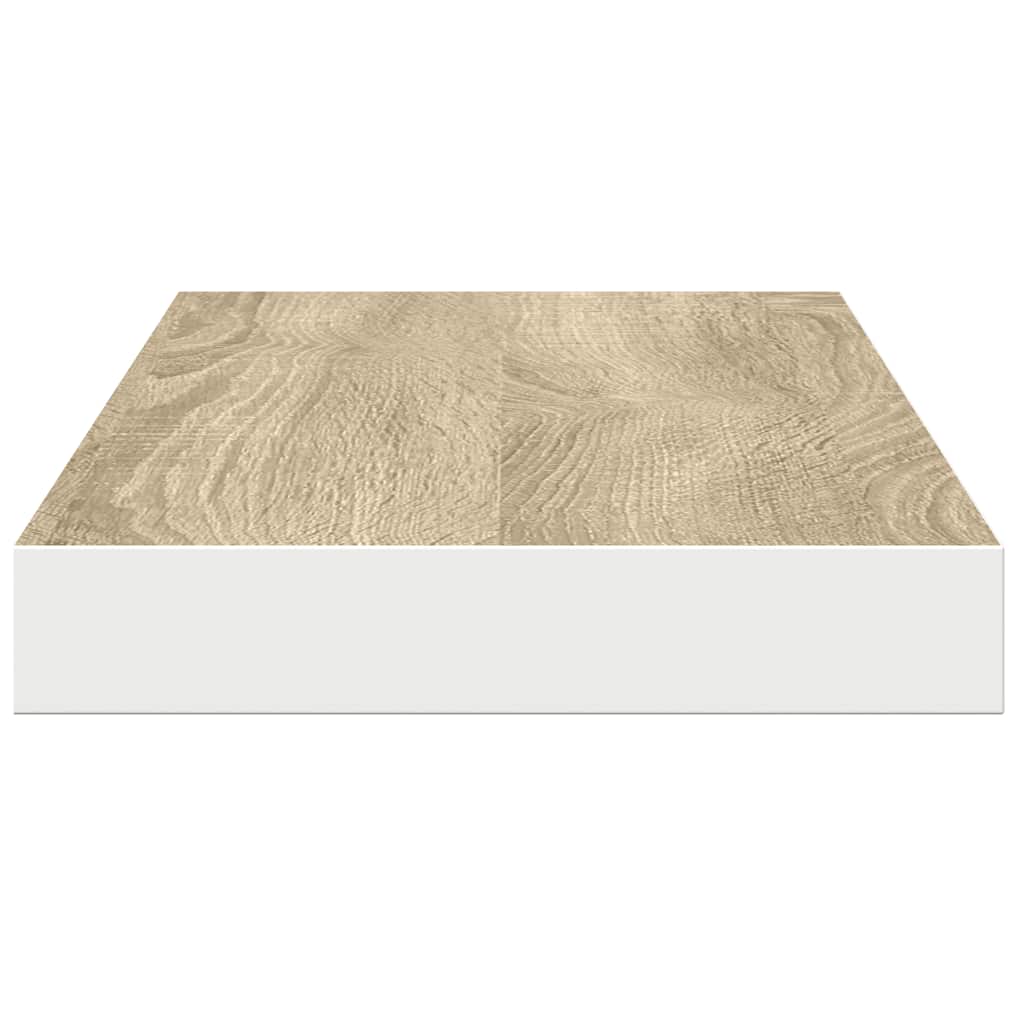 Floating Wall Shelf Oak and White 90x23.5x3.8 cm MDF