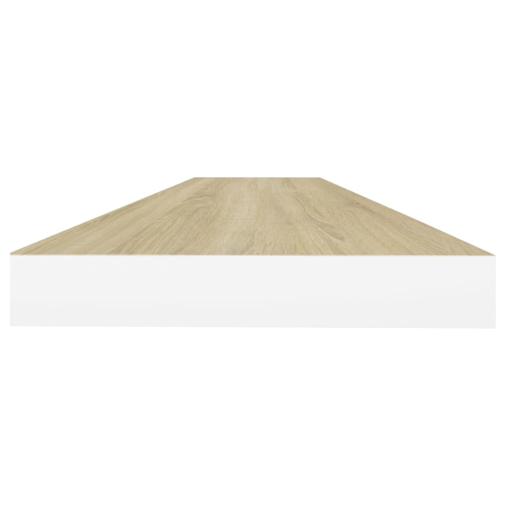 Wall Shelf Set of 2 Oak and White Honeycomb MDF, metal frame