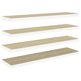 Floating Wall Shelves 4 pcs Oak and White 90x23.5x3.8 cm MDF