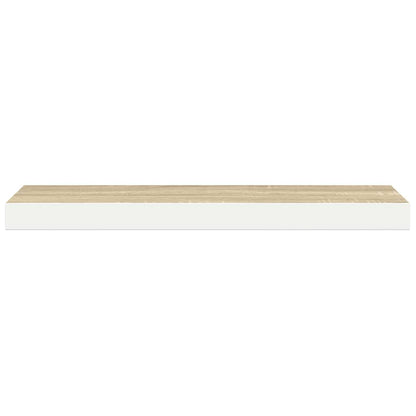 Floating Wall Shelf Oak and White 120x23.5x3.8 cm MDF