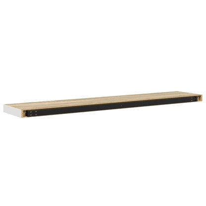 Floating Wall Shelf Oak and White 120x23.5x3.8 cm MDF