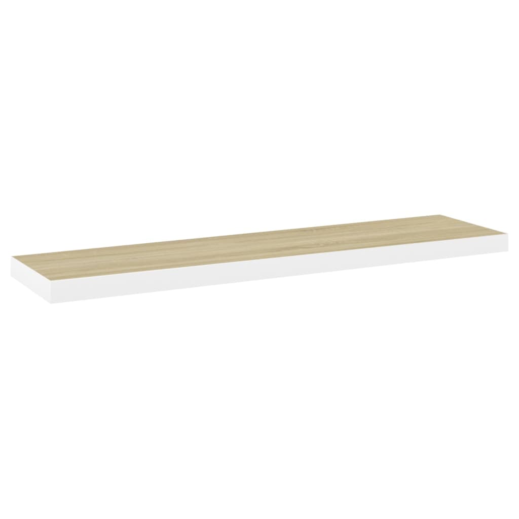 Wall Shelf Set of 2 Oak and White Honeycomb MDF, metal