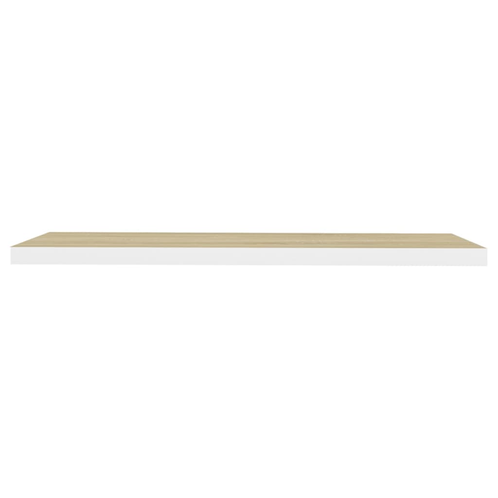Wall Shelf Set of 2 Oak and White Honeycomb MDF, metal