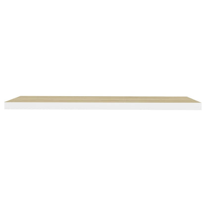 Wall Shelf Set of 2 Oak and White Honeycomb MDF, metal