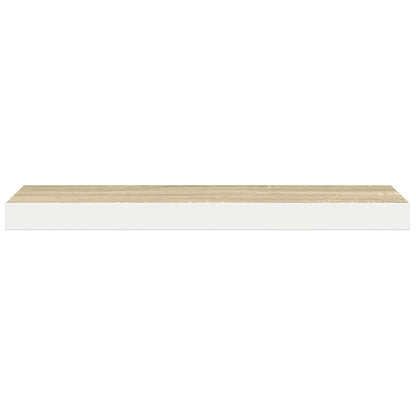 Floating Wall Shelves 4 pcs Oak and White 120x23.5x3.8 cm MDF
